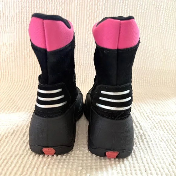 Totes Girls Snow Boots Black Pink Waterproof Winter Size 7 - Picture 4 of 8